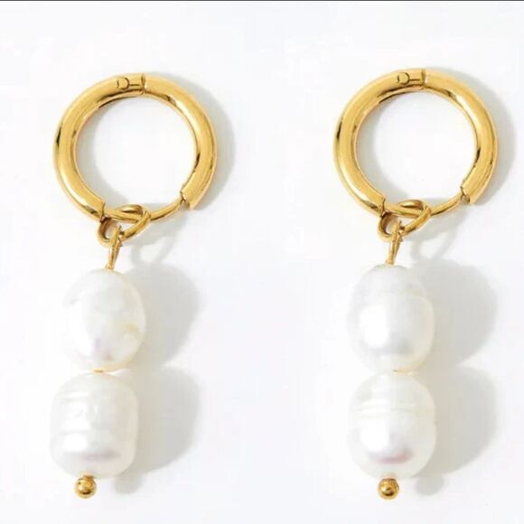 Hoop pearl earrings A993 - Picture 1 of 6